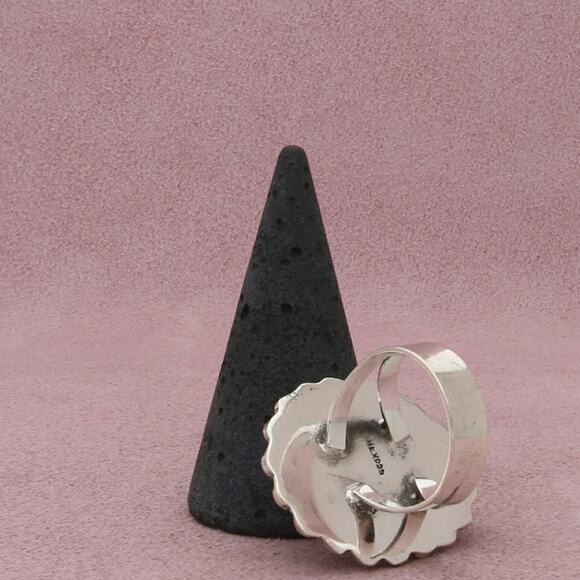 mexico sterling silver vintage braided pink jasper ring size 8 - Picture 3 of 3